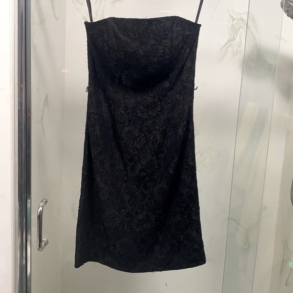 WHITE HOUSE BLACK MARKET LITTLE BLACK STRAPLESS DRESS WITH LACE AND SEQUINS - Picture 1 of 9